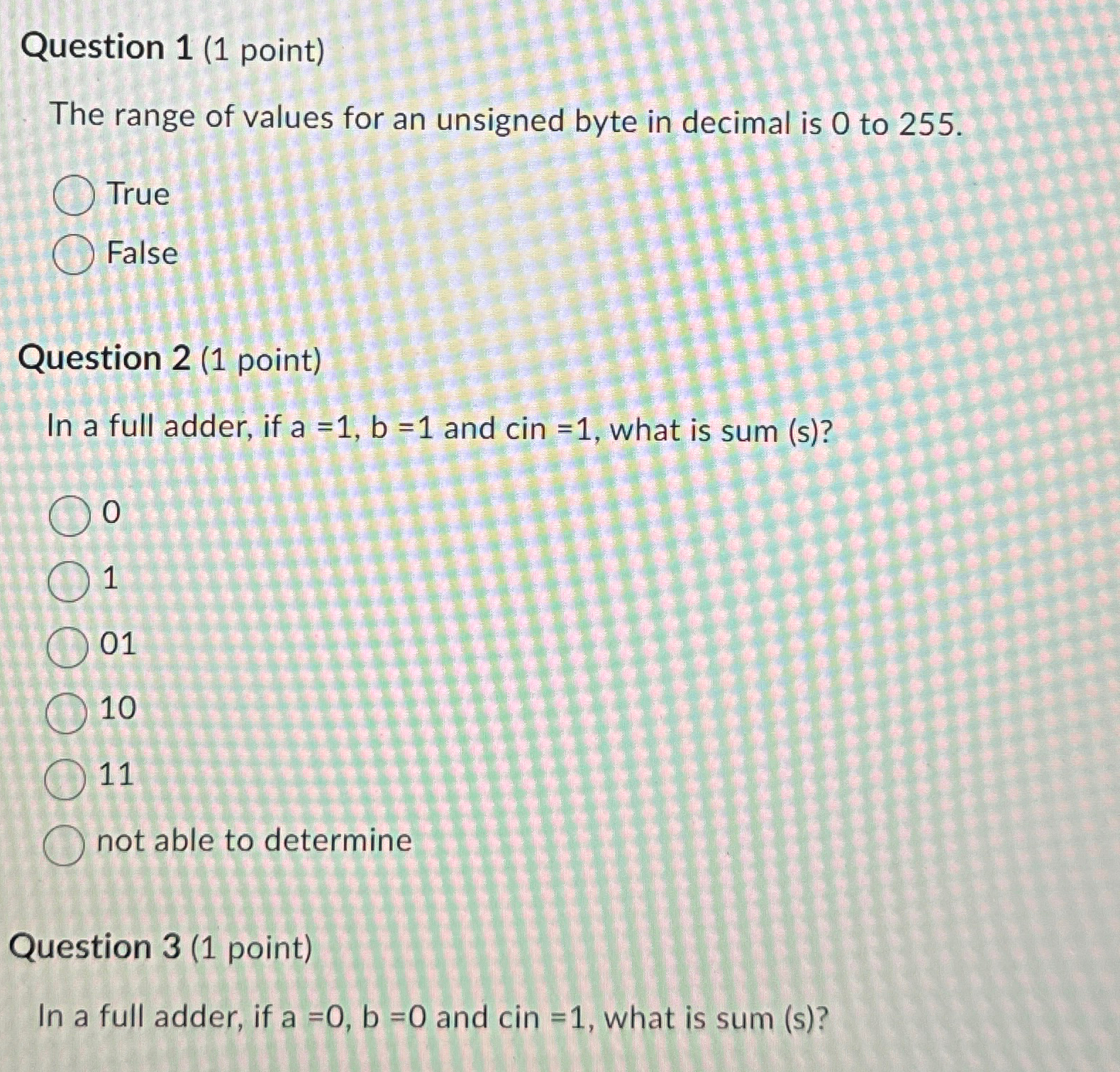 Solved Question 1 (1 ﻿point)The range of values for an | Chegg.com