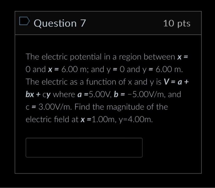 Solved The Electric Potential In A Region Between X And Chegg Com