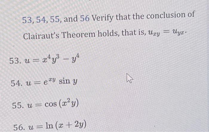 Solved 53,54,55, and 56 Verify that the conclusion of | Chegg.com