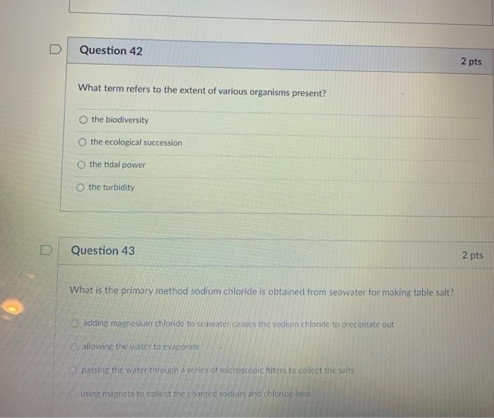 Solved D Question 42 2 pts What term refers to the extent of | Chegg.com