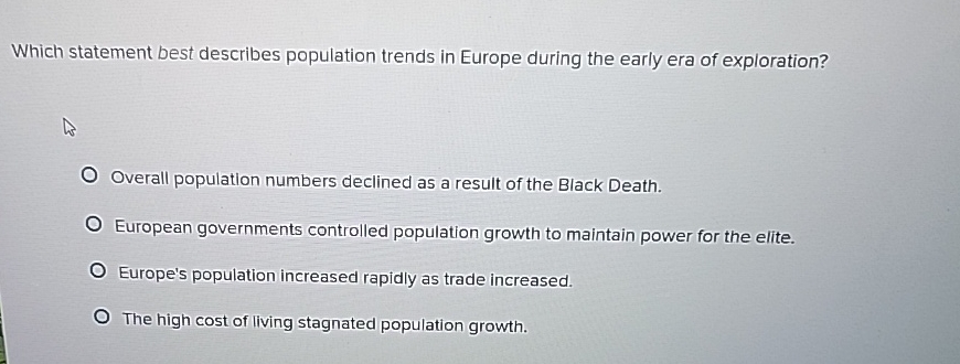 Solved Which statement best describes population trends in | Chegg.com