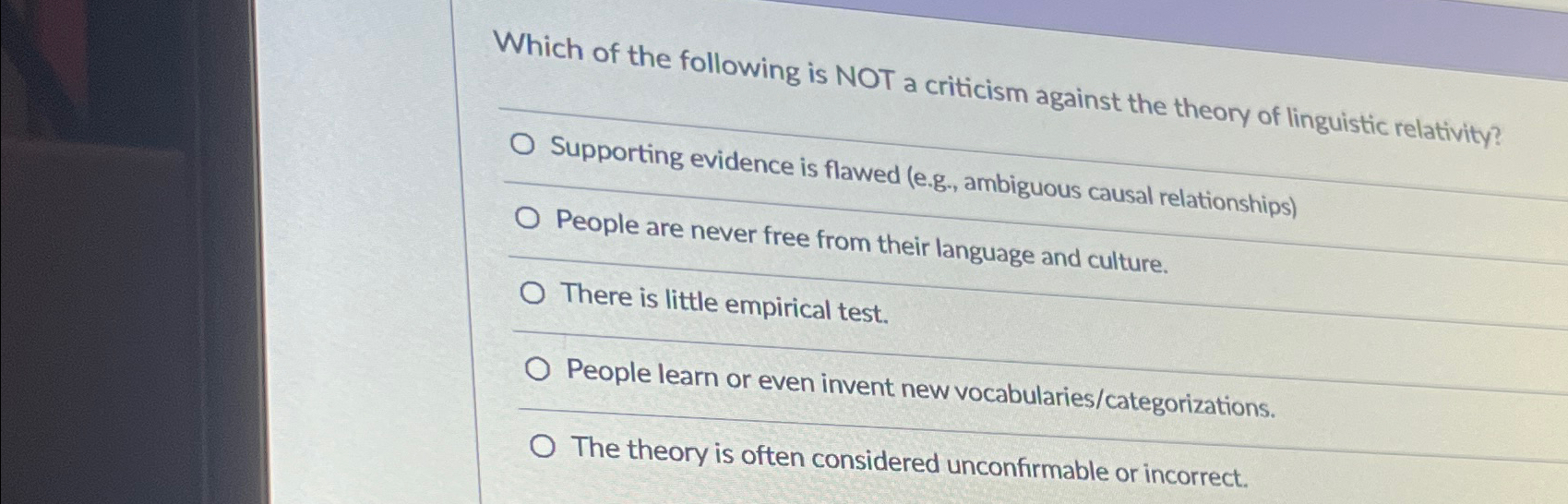 Solved Which of the following is NOT a criticism against the | Chegg.com