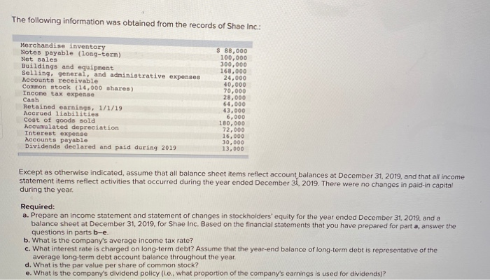 Solved The Following Information Was Obtained From The | Chegg.com