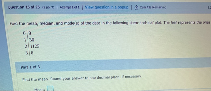 Solved Question 15 of 25 (1 point) Attempt 1 of 1 | View | Chegg.com