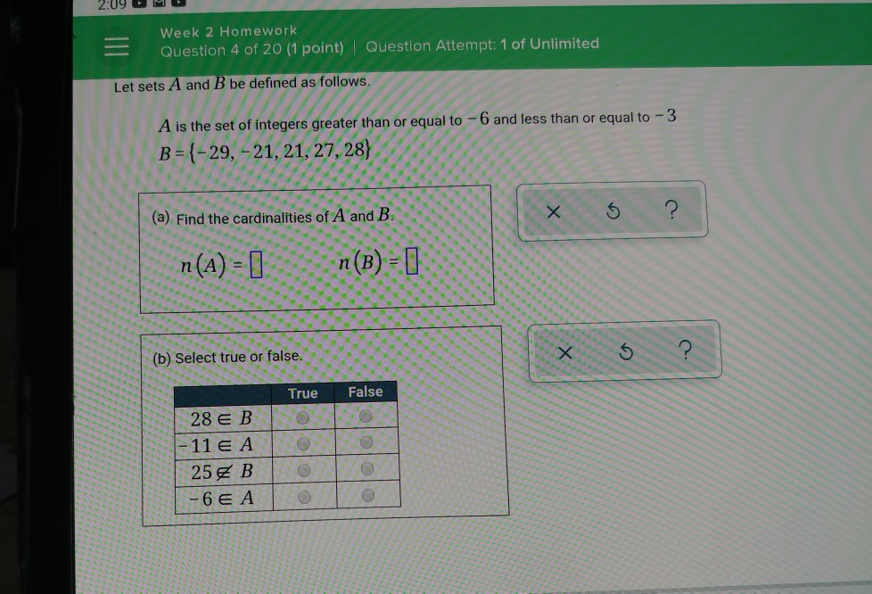 Solved 2:09 = Week 2 Homework Question 4 of 20 (1 point) | | Chegg.com