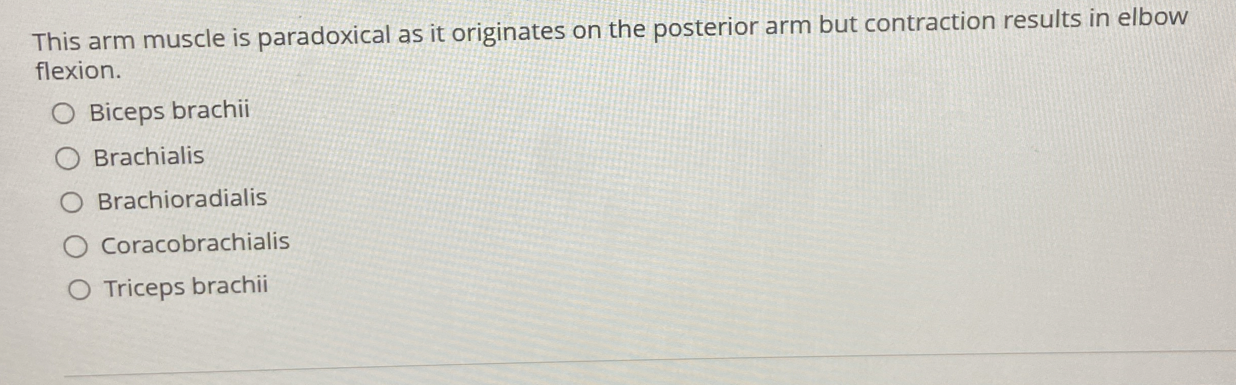 Solved This arm muscle is paradoxical as it originates on