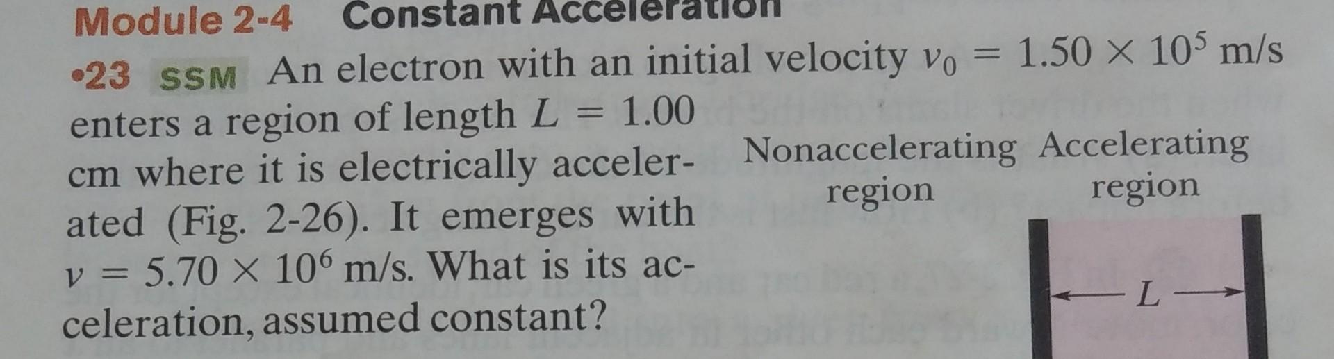 Solved Module 2-4 Constant Accel 23 SSM An electron with an | Chegg.com