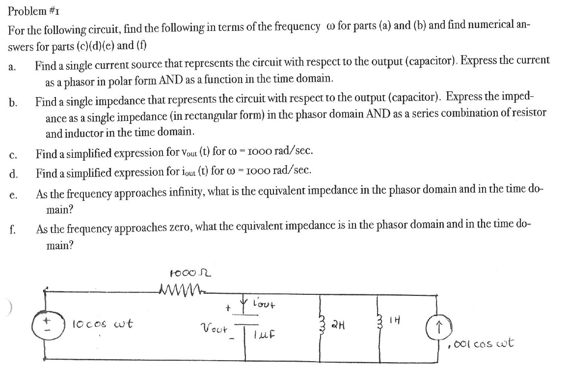 Solved For the following circuit, find the following in | Chegg.com