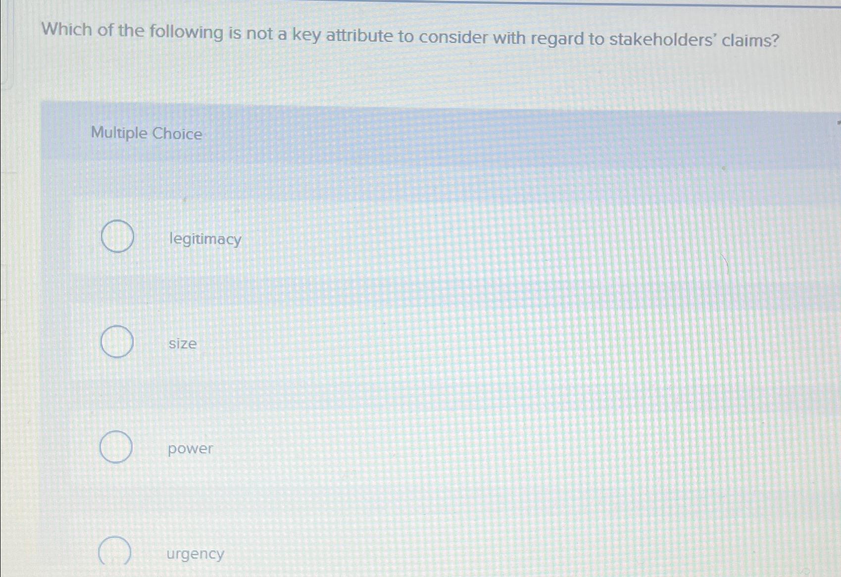 Solved Which of the following is not a key attribute to | Chegg.com