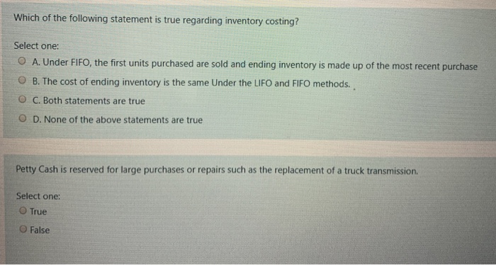 Solved Which of the following statement is true regarding | Chegg.com