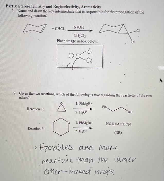 Solved Part 3: Stereochemistry And Regioselectivity, | Chegg.com