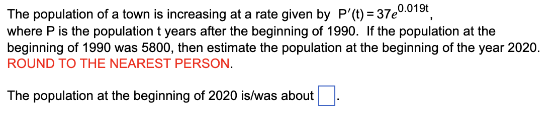 Solved The population of a town is increasing at a rate | Chegg.com