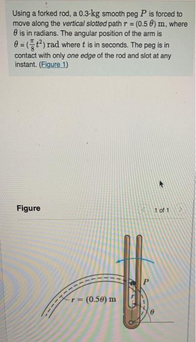 Solved Using a forked rod, a 0.3-kg smooth peg P is forced | Chegg.com