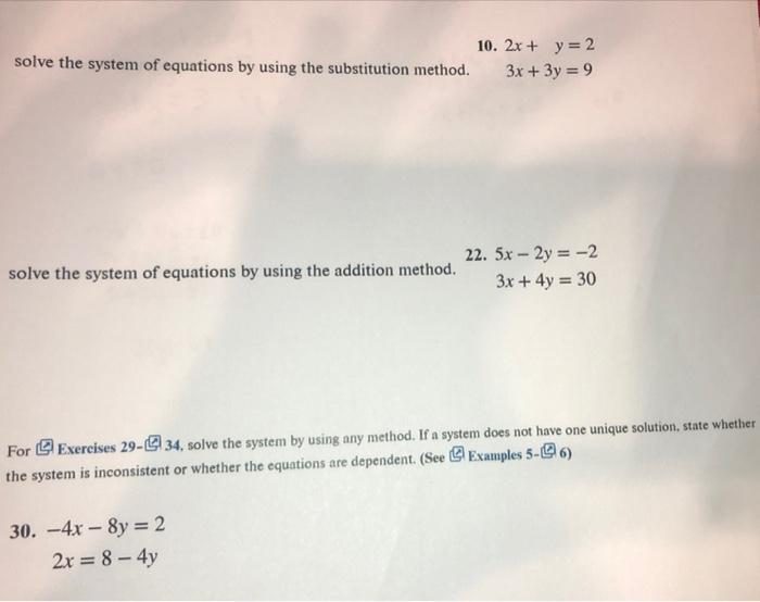 Solved 10. 2x+y=2 solve the system of equations by using the | Chegg.com