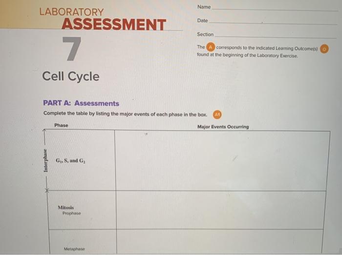 Solved Name LABORATORY ASSESSMENT Date Section 7. The | Chegg.com