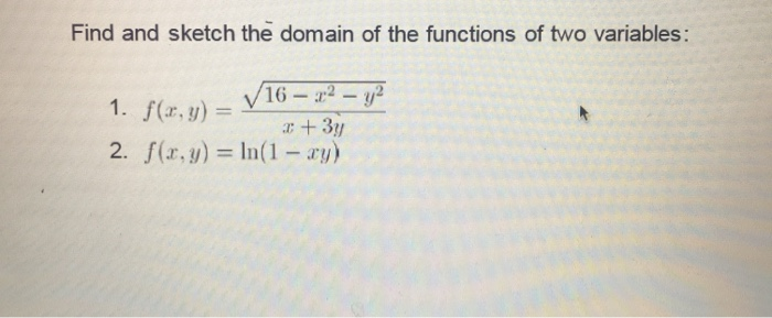 Solved Find and sketch the domain of the functions of two | Chegg.com
