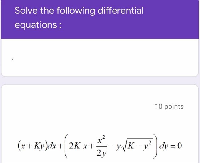 Solved Solve The Following Differential Equations 10