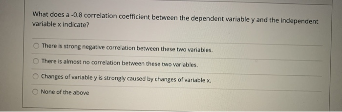 Solved what does a -0.8 correlation coefficient between the | Chegg.com