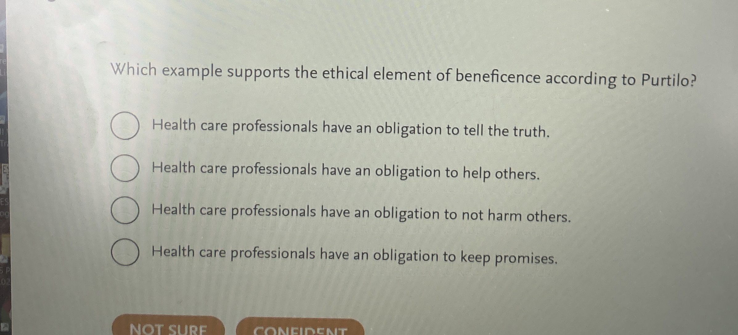 Solved Which example supports the ethical element of | Chegg.com