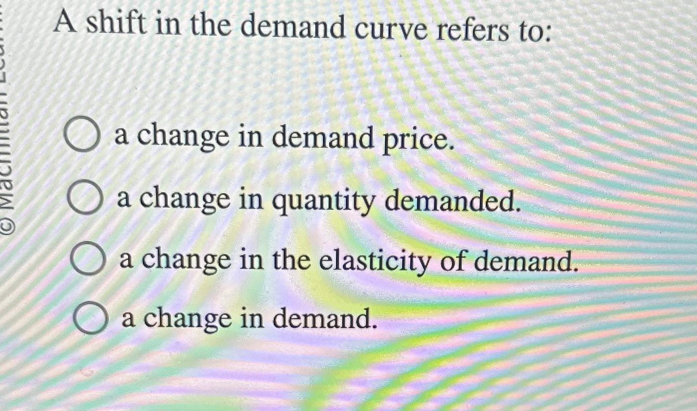 Solved A shift in the demand curve refers to:a change in | Chegg.com