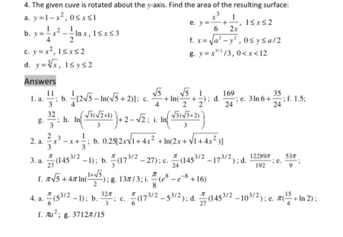 Solved 51 169 4 The Given Cuve Is Rotated About The Y Ax Chegg Com