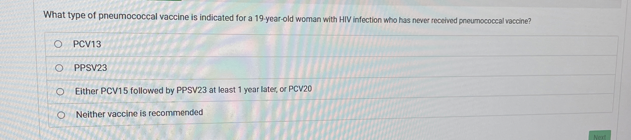 Solved What type of pneumococcal vaccine is indicated for a | Chegg.com
