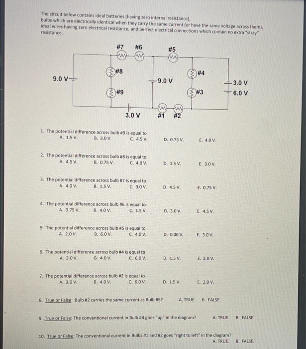 Solved The circuit below contains ideal batteries (having | Chegg.com