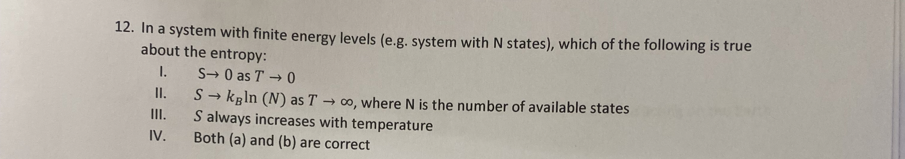 Solved In a system with finite energy levels (e.g. ﻿system | Chegg.com