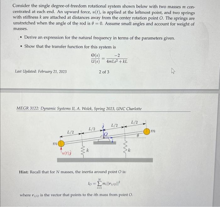 Solved Consider the single degree-of-freedom rotational | Chegg.com
