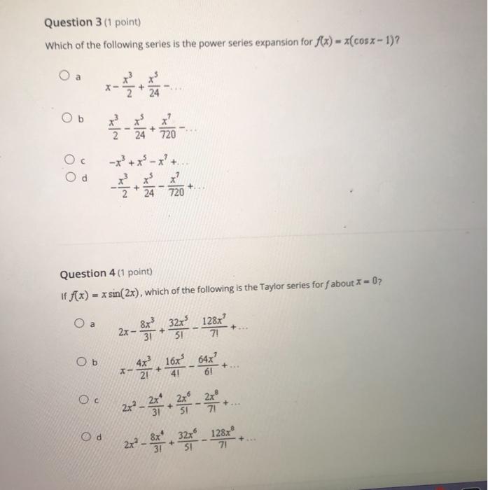 Solved Question 3 (1 point) Which of the following series is | Chegg.com