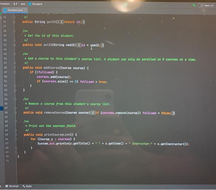Solved Problem 3.1 Bring over your completed Course.java and | Chegg.com
