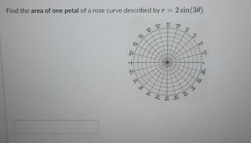 Solved Find the area of one petal of a rose curve described | Chegg.com