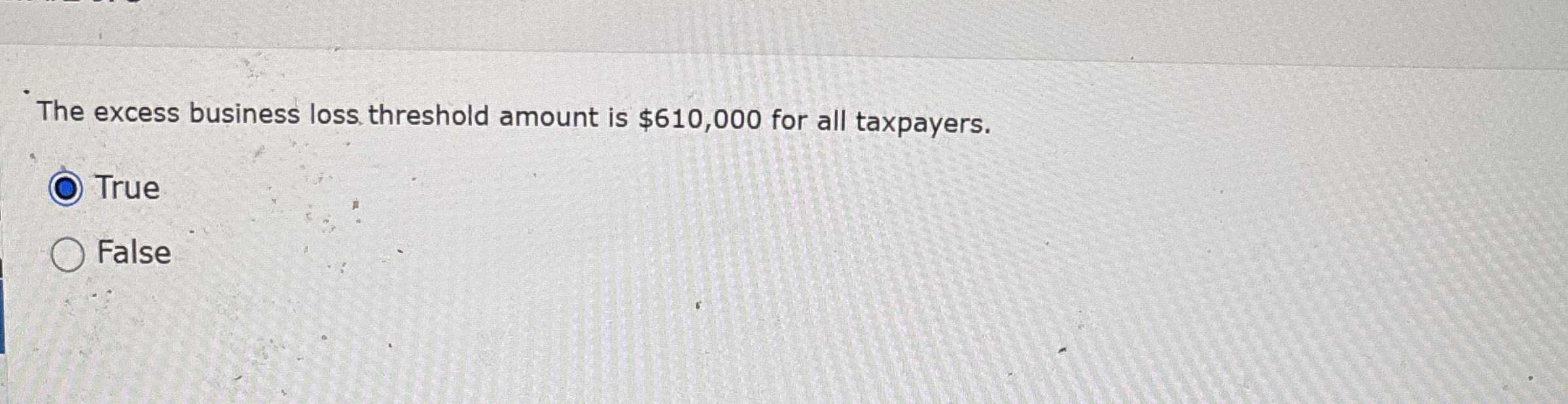 Solved The excess business loss threshold amount is $610,000 | Chegg.com