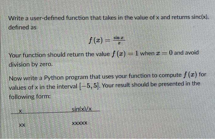 Solved Write a user-defined function that takes in the value | Chegg.com