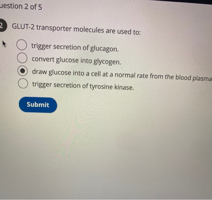 glut 2 transporter molecules are used to