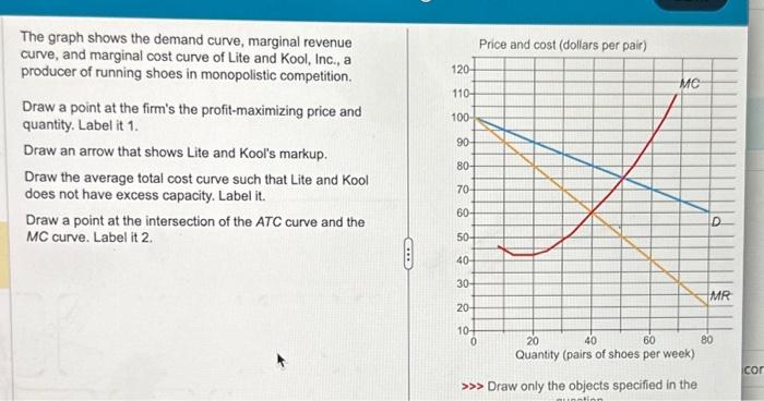 The graph shows the demand curve, marginal revenue curve, and marginal cost curve of Lite and Kool, Inc., a producer of runni