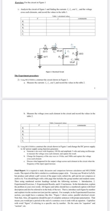 Solved 1) Analysis the circuit of figure 1 and finding the | Chegg.com