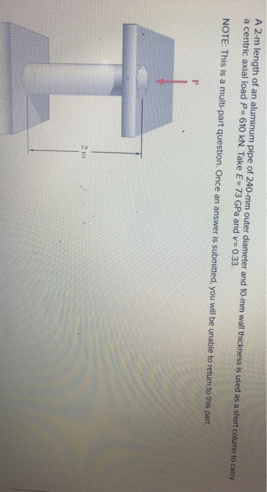 Solved A 2-m Length Of An Aluminum Pipe Of 240-mm Outer | Chegg.com