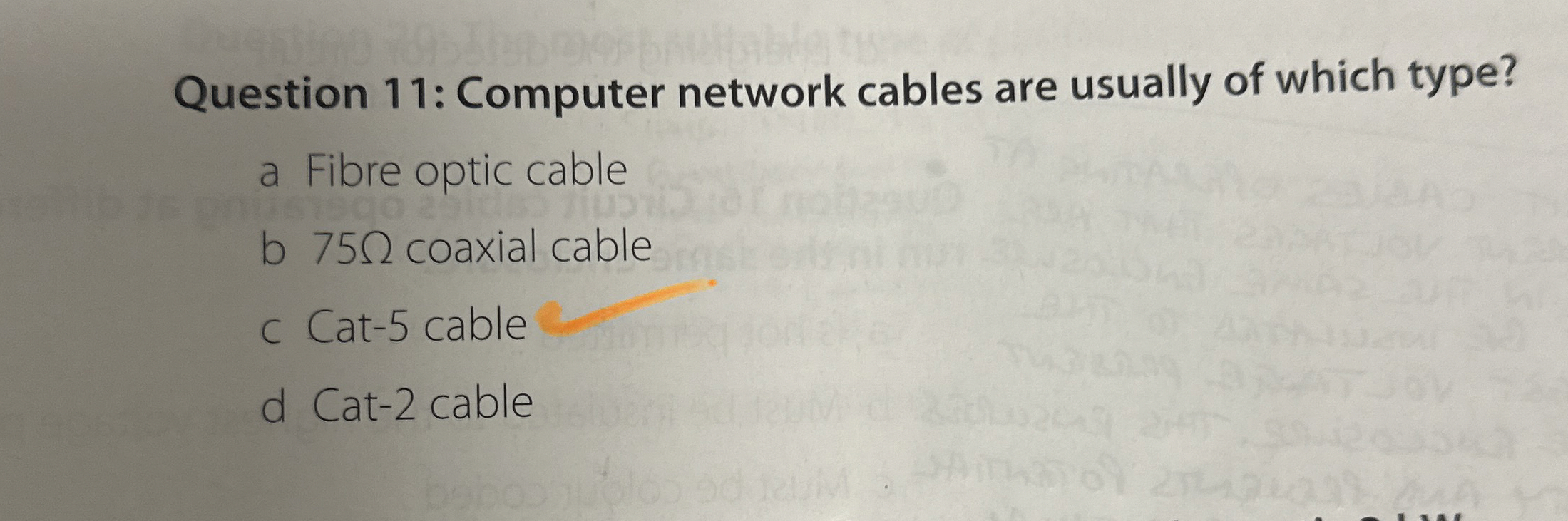 Solved Question 11: Computer network cables are usually of | Chegg.com
