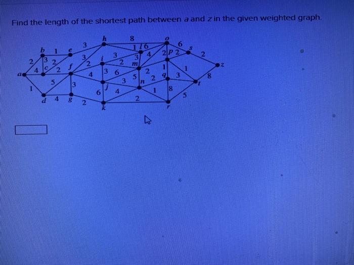 Solved Find the length of the shortest path between a and | Chegg.com
