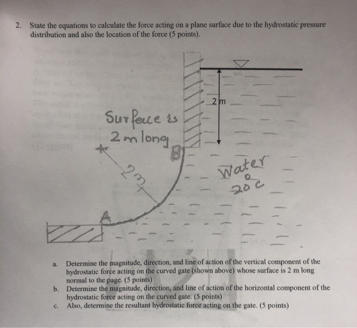 Solved 2. State The Equations To Calculate The Force Acting | Chegg.com