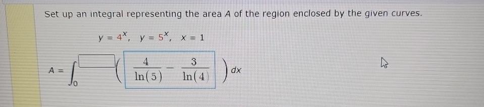 Solved Set up an integral representing the area A ﻿of the | Chegg.com