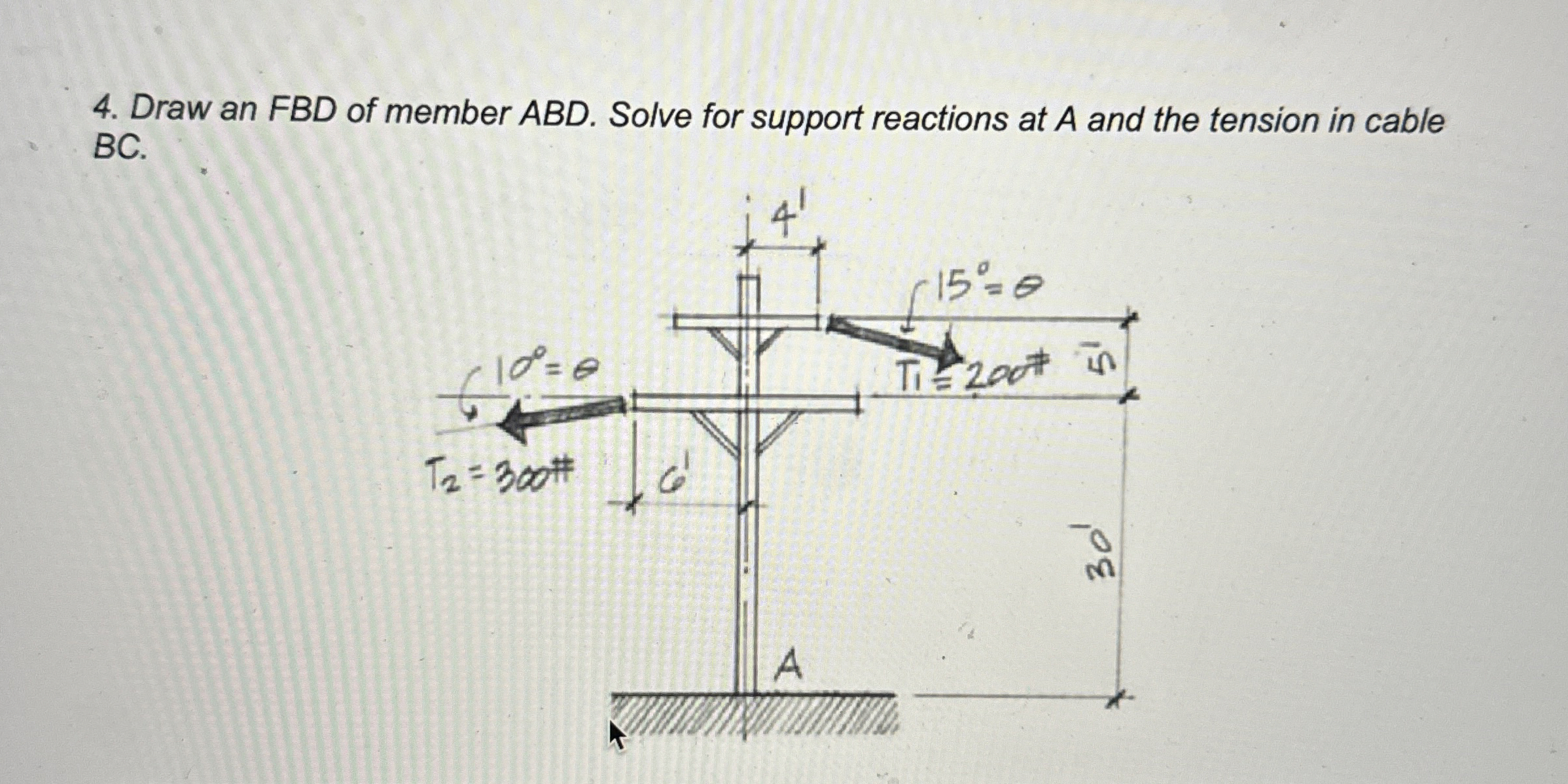 Solved Draw an FBD of member ABD. Solve for the moment | Chegg.com