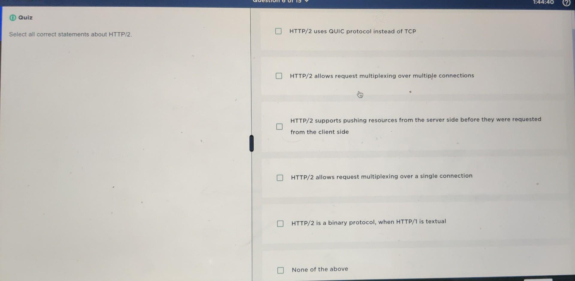 Solved Select all correct statements about HTTP/2. HTTP/2 | Chegg.com
