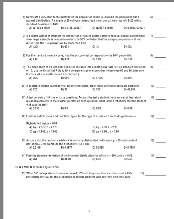 Final Test Answers - Question Type: Multiple Choice Grade Details