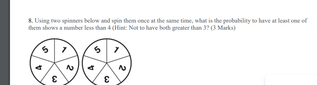 Solved Using two spinners below and spin them once at the | Chegg.com