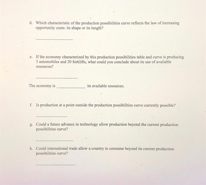 Solved Refer To The Following Production Possibilities Table