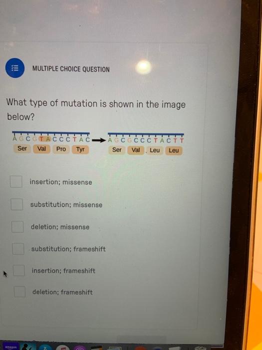 Solved What type of mutation is shown in the image | Chegg.com