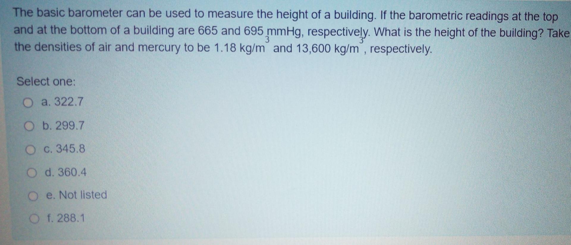 Solved The basic barometer can be used to measure the height
