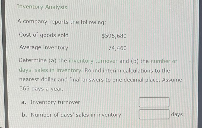 Solved Inventory Analysis A Company Reports The Following: | Chegg.com